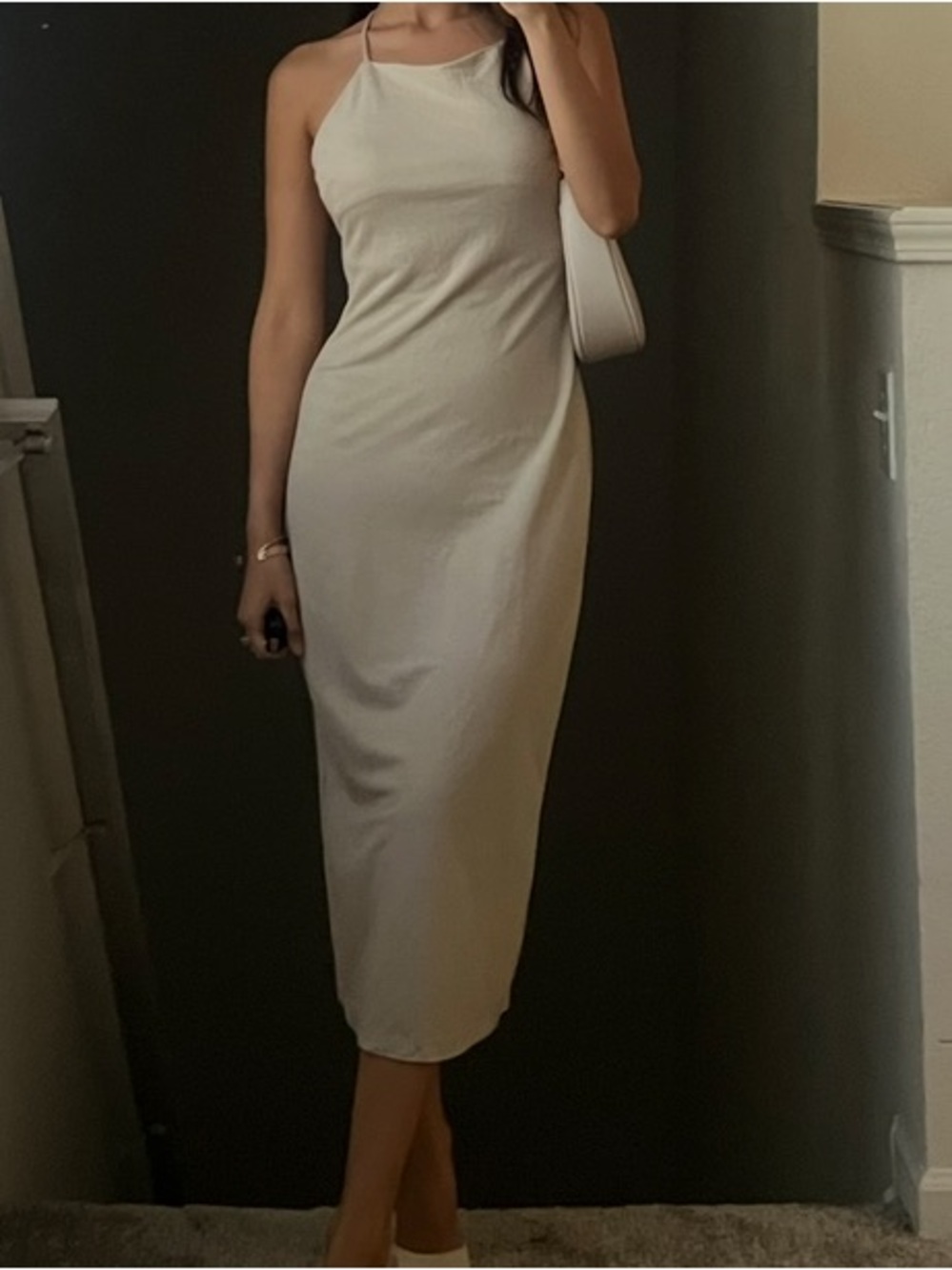 H&M Beige Maxi Slip Dress with Spaghetti Straps